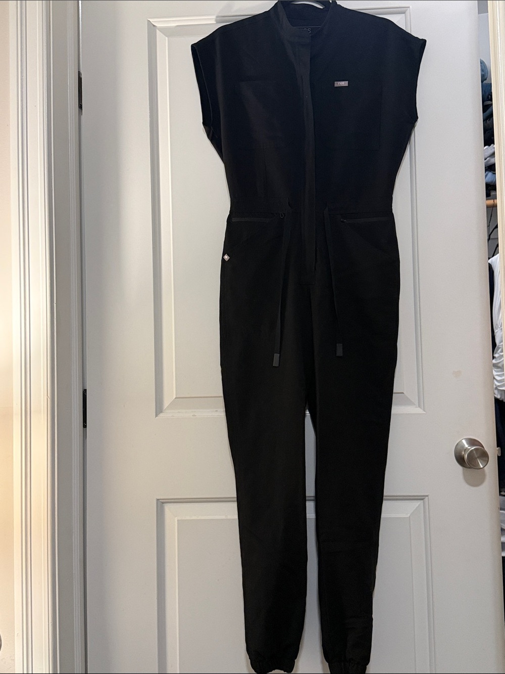 Figs Black Sleeveless Zip-Front Jumpsuit